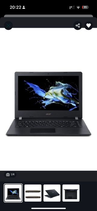 Ноутбук Acer TravelMate B1 11.6" / 4 Г6 / SSD 64 Гб / Win 10 Pro /