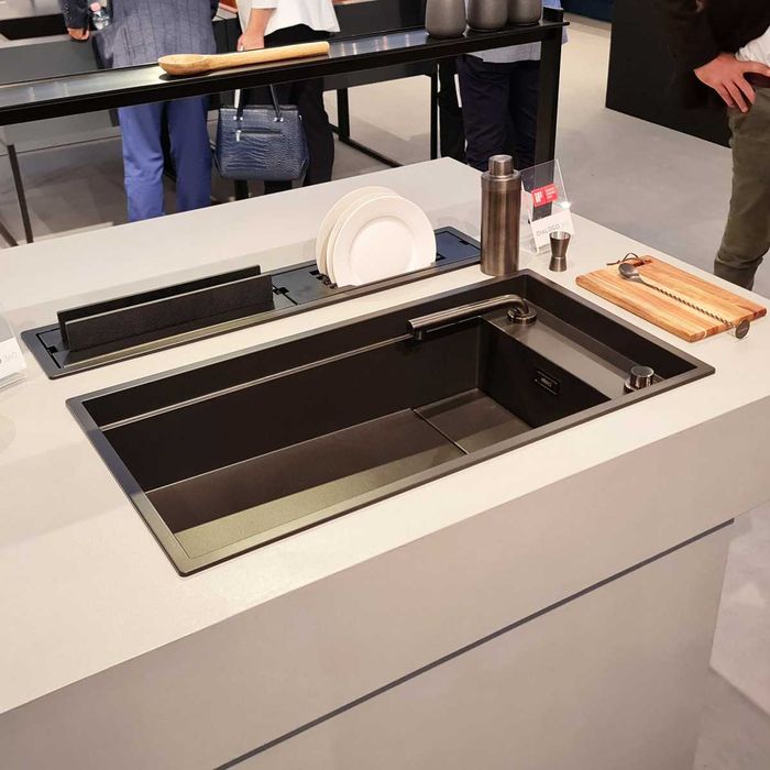 Chiuveta bucatarie compozit Elleci Dialogo 360 negru mat 860x460x220mm