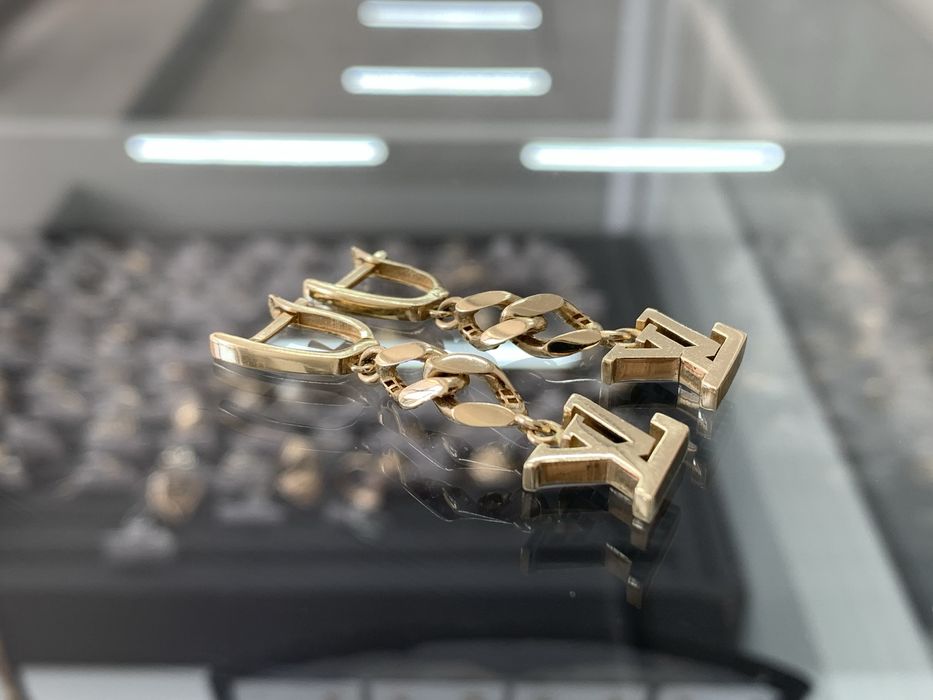 Золото серьги ЖанТаС ломбард г.Астана