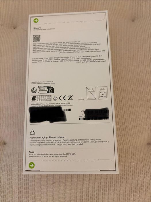 Iphone 17 256GB Lavander , sigilat