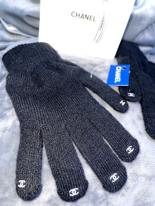 chanel черни ръкавици унисекс зимни плетени шанел универсални аксесоар