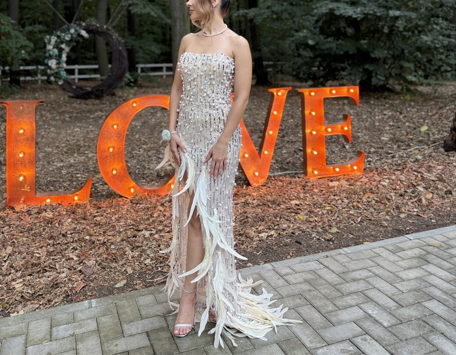 Rochie ocazie cu perle ai fulgi naturali