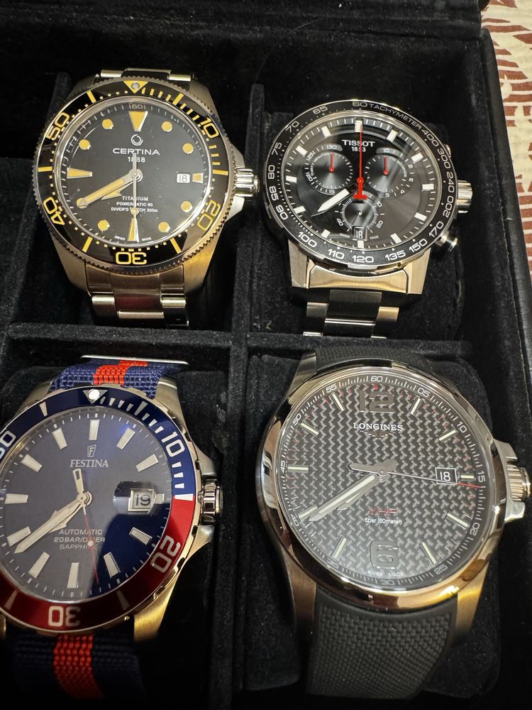 Лот часовници Longines, Certina, Tissot, Festina