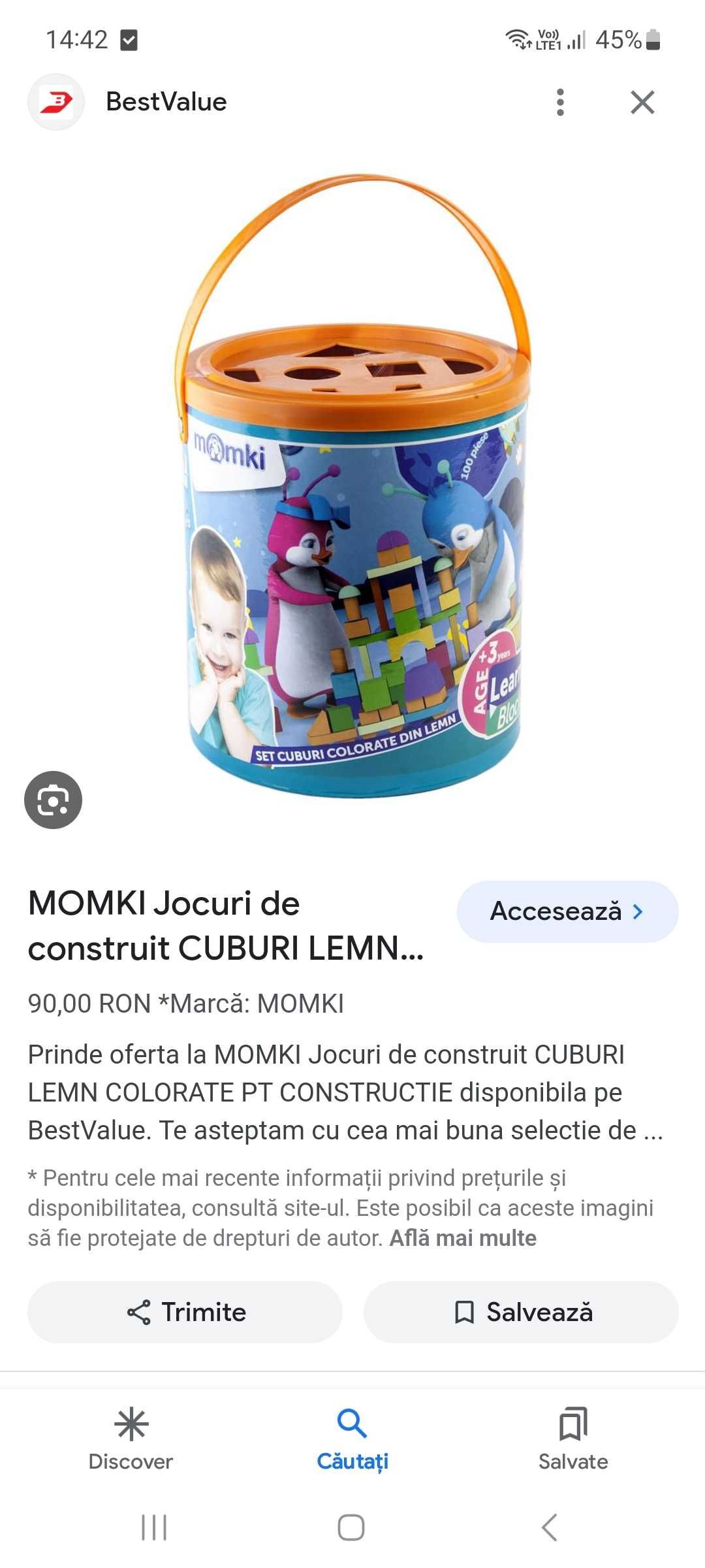 Set cuburi lemn 100 bucati Momki