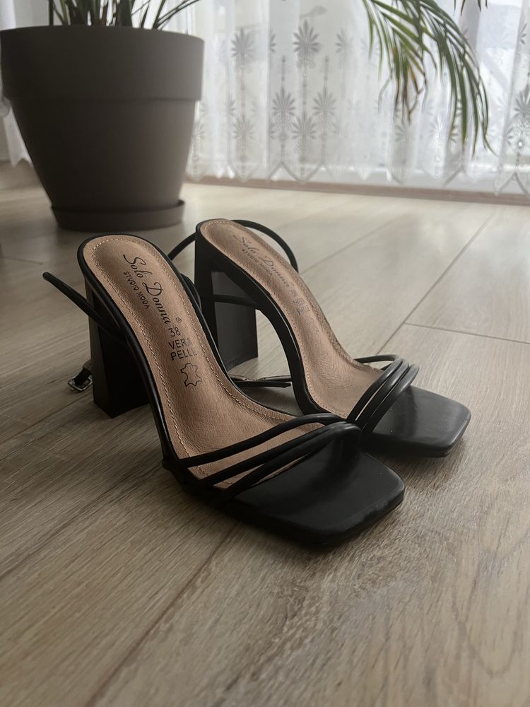 Sandale cu toc, piele naturala, 38