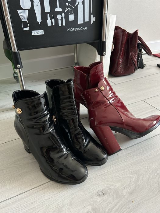 Ботильоны 2 пары.  черные и бордовый цвет