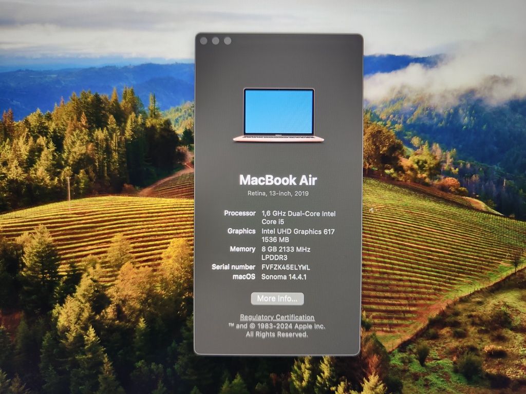 Macbook air 13 2019 rose gold procesor i5, 8gb ram, 128gb, model a1932