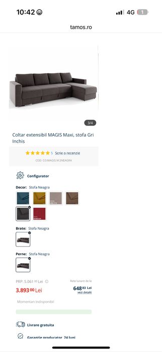 Canapea - Coltar Extensibil 3-4 locuri