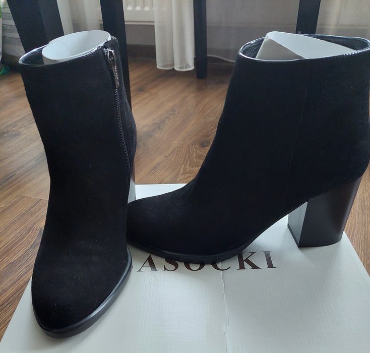 Botine piele naturala intoarsa negre 39 Lasocki