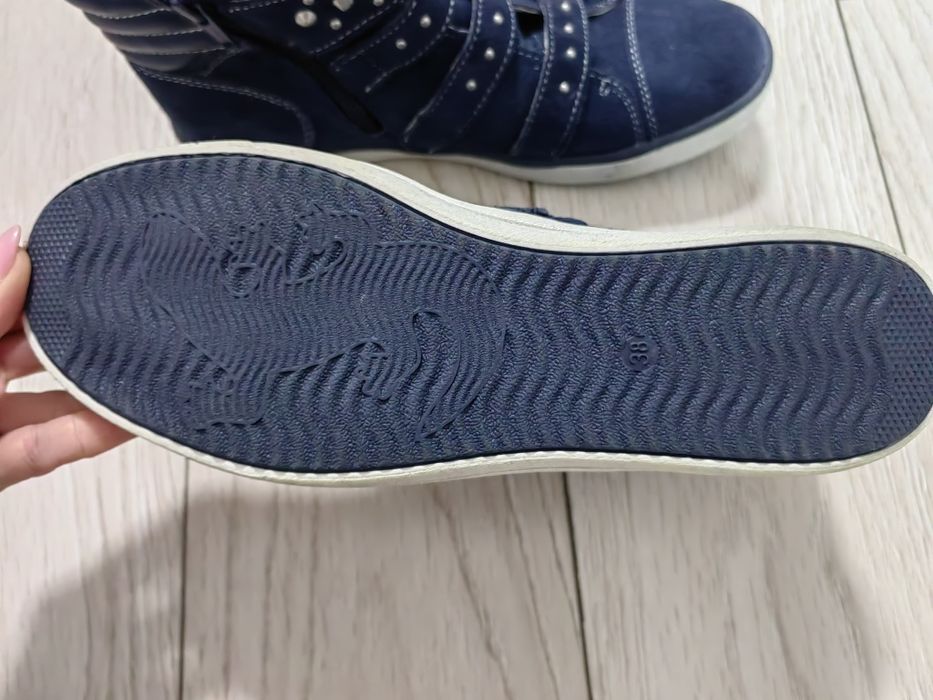 Ghete sport din piele întoarsă Lurchi, mărimea 38, bleumarin