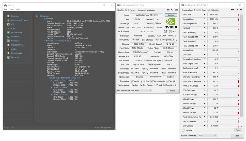 ТОП състояние Видео карта GPU Gainward RTX 3070 Phantom GS 8GB GDDR6