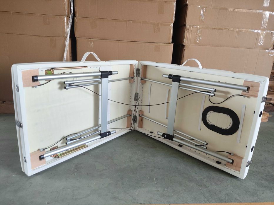 Masa pentru masaj,Aluminiu/Piele ecologica, Alb, NOU