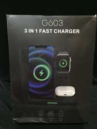 Incarcator wireless 3 in 1 fast charger nou/sigilat