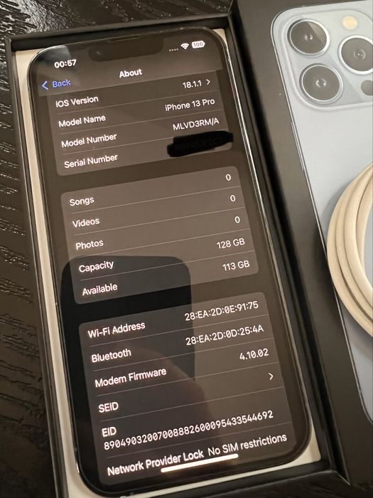 Apple iPhone 13 Pro Sierra Blue 128GB neverlocked, factura, impecabil