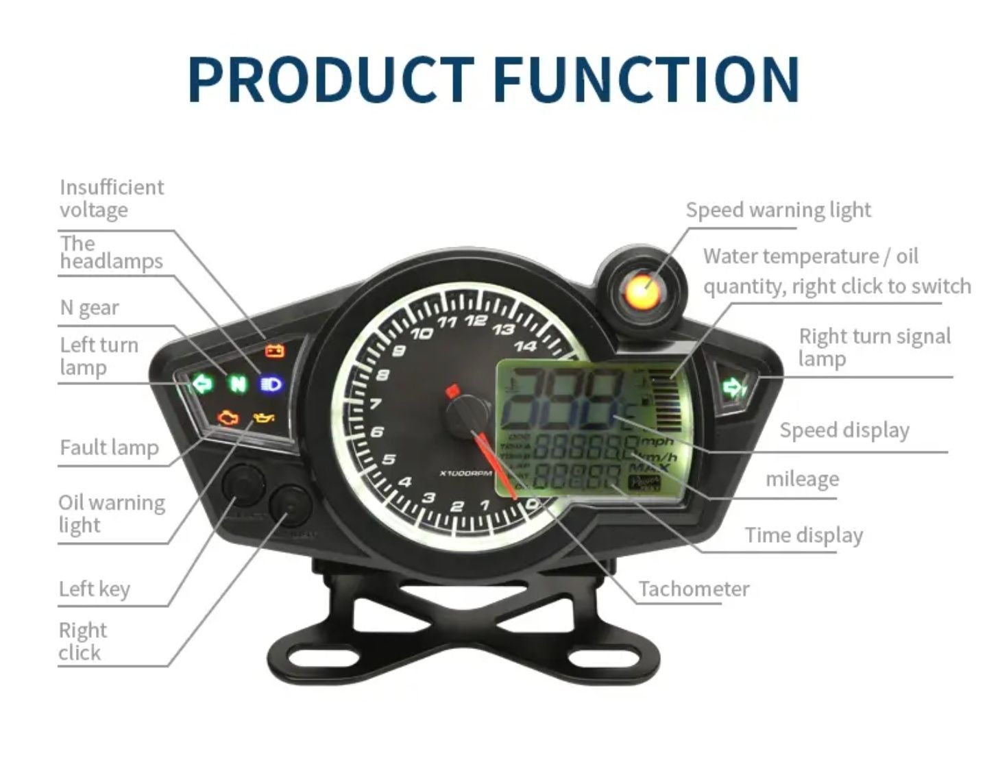 Bord moto ceas turometru vitezometru led