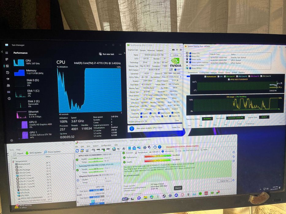 Unitate PC Gaming i7-4770 GTX 780 3GB 12GB RAM 500GB SSD + 2TB HDD RGB