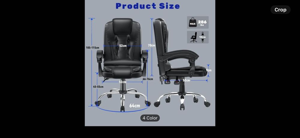 Офис стол черна кожа