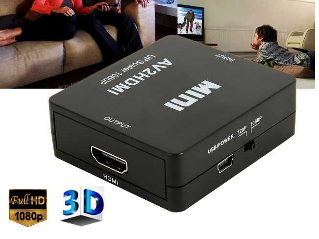 Convertor Mini AV la HDMI Fokelyi, 1080P, 720P, 66x55x20mm