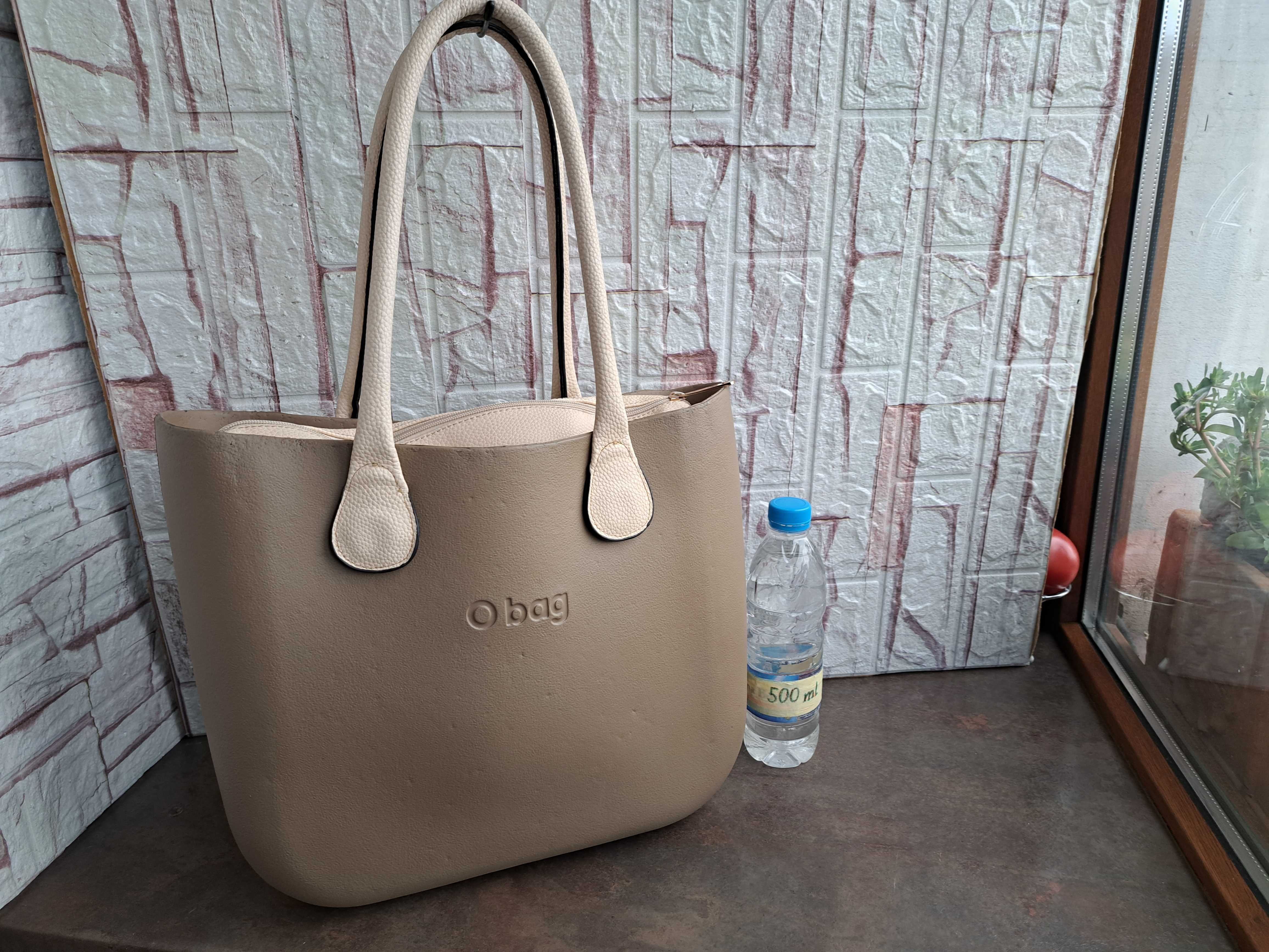 дамска чанта O BAG,бежово ,силиконова,голяма