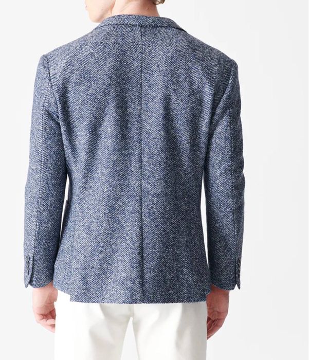 Avva Мужская темно-синяя однотонная приталенная пиджак