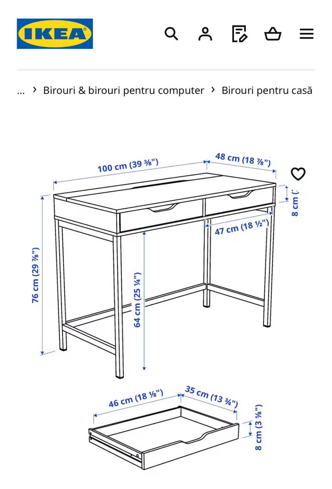 Birou Alex Ikea Alb