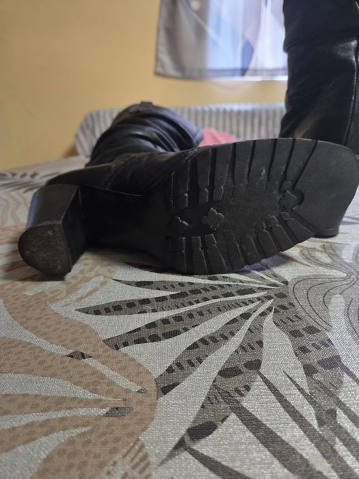 Дамски боти естествена кожа с ток