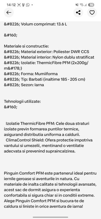 Sac de dormit Pinguin -1C confort 185cm