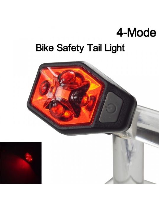 Велосипедна светлина, задна, 80 LM, LED, 2xAAA, 4 режима, 70x46x35 мм