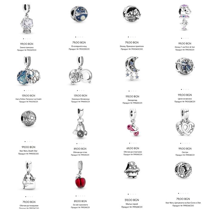 Талисмани Пандора гривни Pandora charms