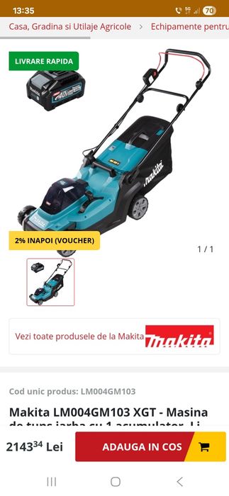 Masina de tuns iarba Makita noua cu acumulator