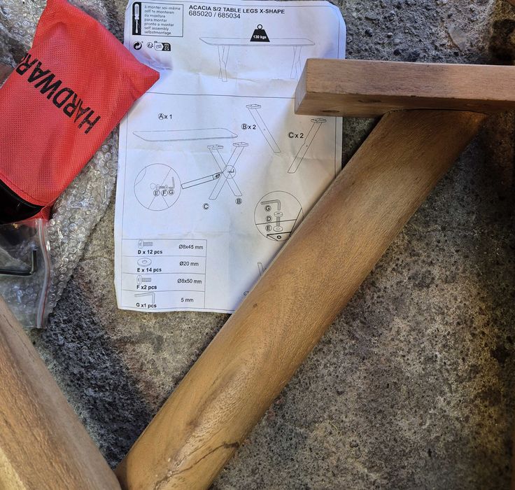 Комплект Масивни X-образни Крака за Маса – Акация (XL) 72см