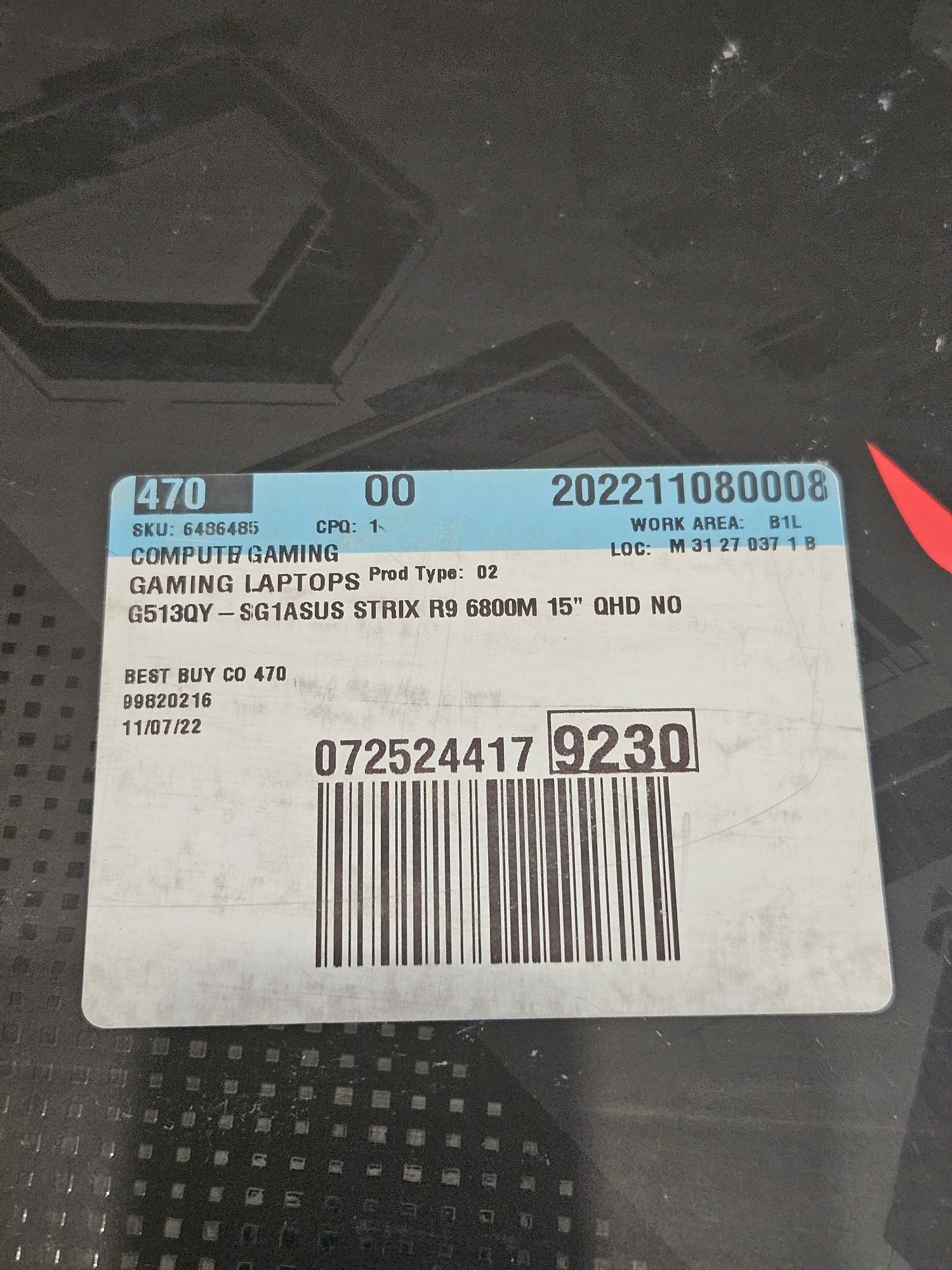 Игровой ноутбук asus strix g513qy rx6800m 12GB