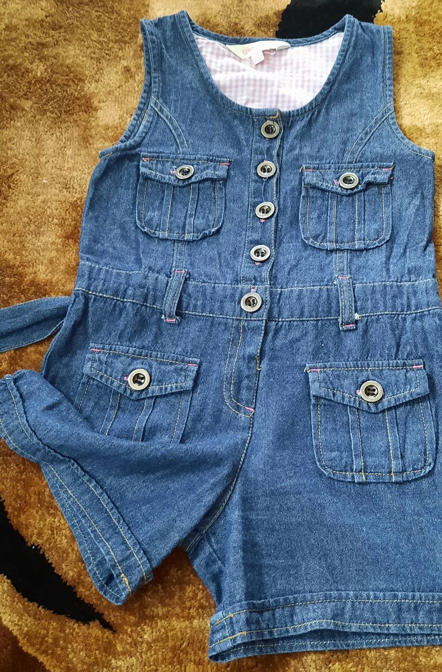 Salopeta Denim pantalon scurt 5-7ani