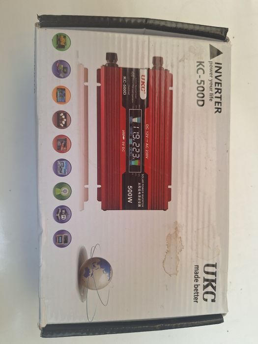 Инвертор с дисплей, 12V-220V, 500W