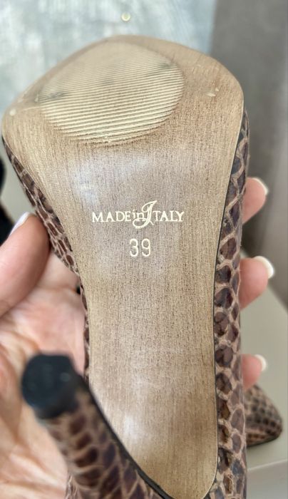 Pantofi maro/crem cu toc