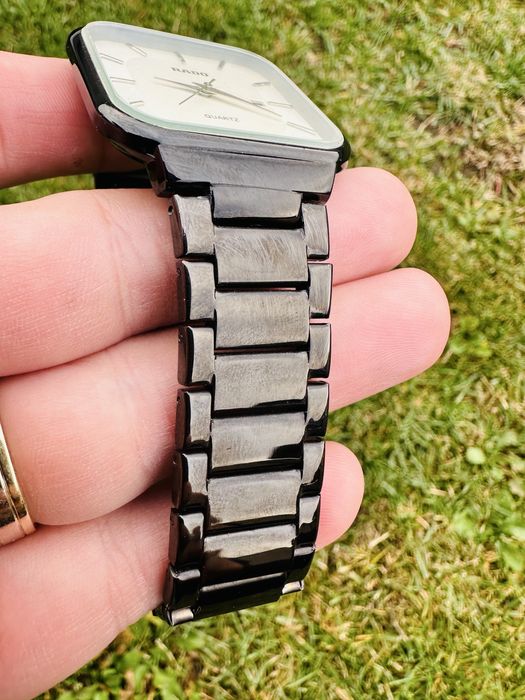 Rado True Square watch featuring a white dial