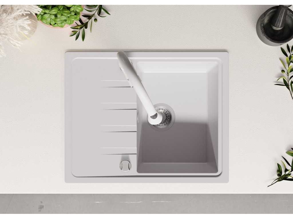 Кухненска мивка от Гранит модел Милано 620 x 500 mm бял