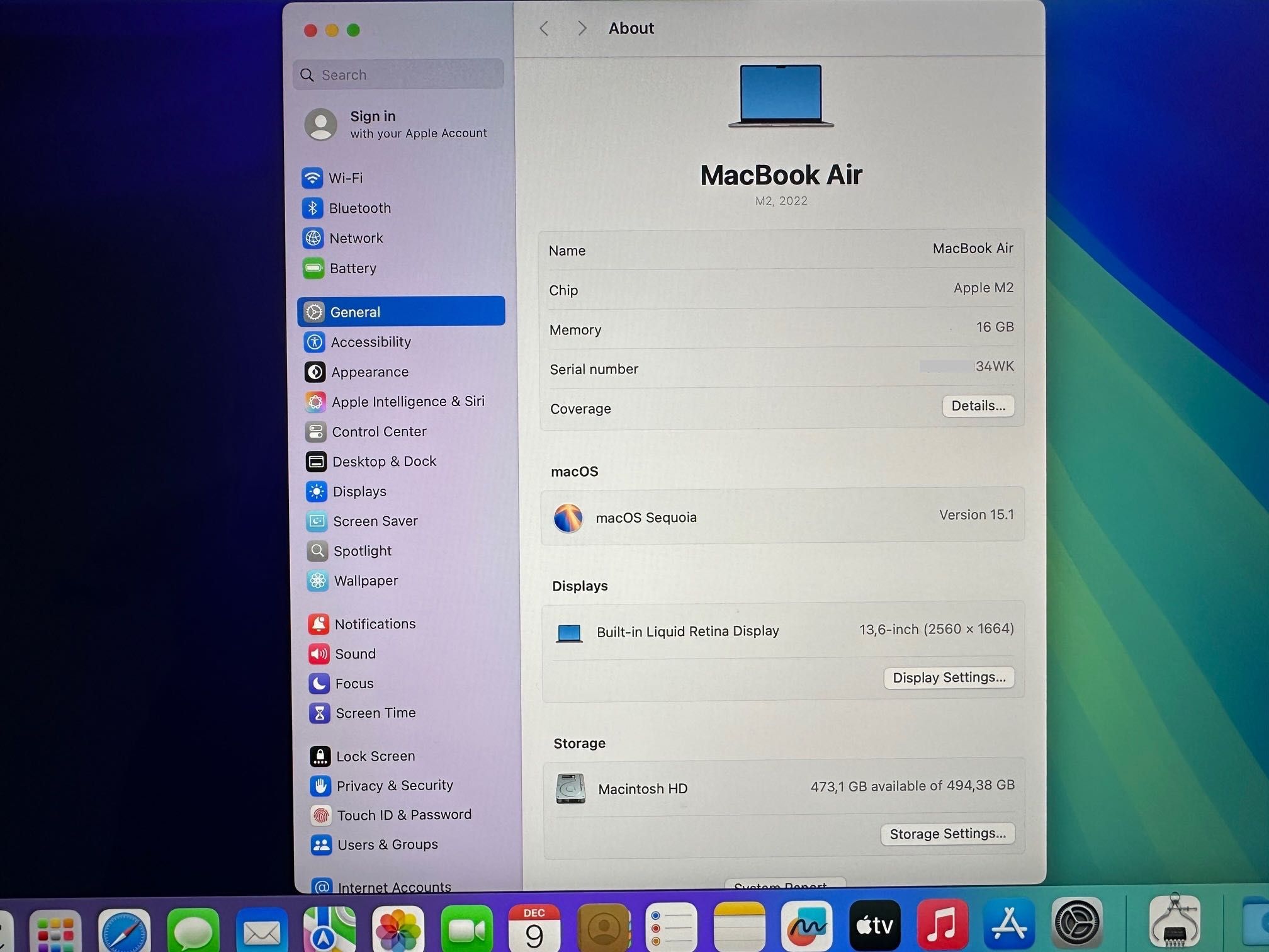 MacBook Air 13" M2 Chip 8-Core CPU/8-Core GPU/16GB RAM/512GB SSD