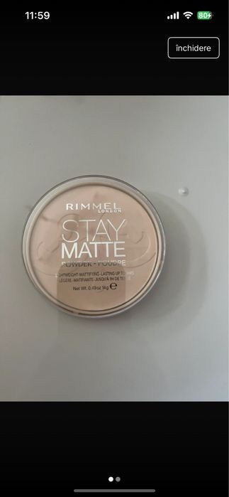 Pudră rimmel london stay matte nuanța 001 transparent