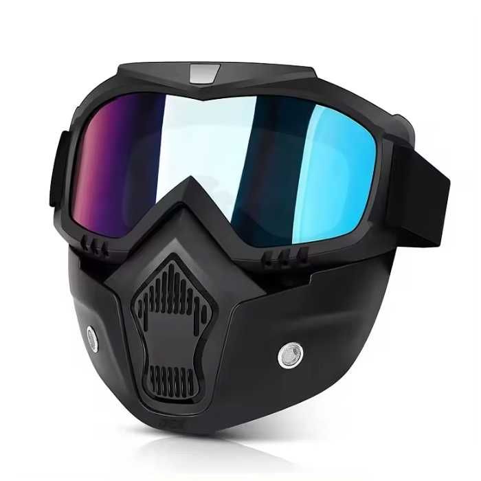 Маска + очила за вело и мото спорт, тъмен визьор