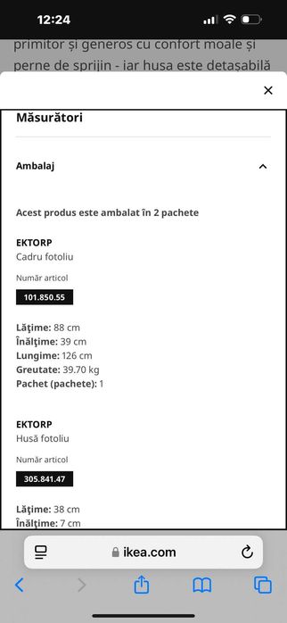 Canapea cu fotoliu ikea