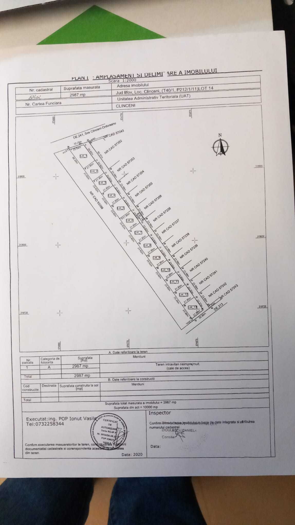 Lot teren intravilan Clinceni-Ordoreanu acces din strada principala