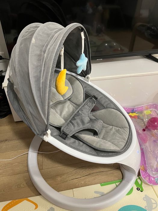 Leagan Electric Multifunctional Pentru Bebelusi cu Acoperis, Rabatabil