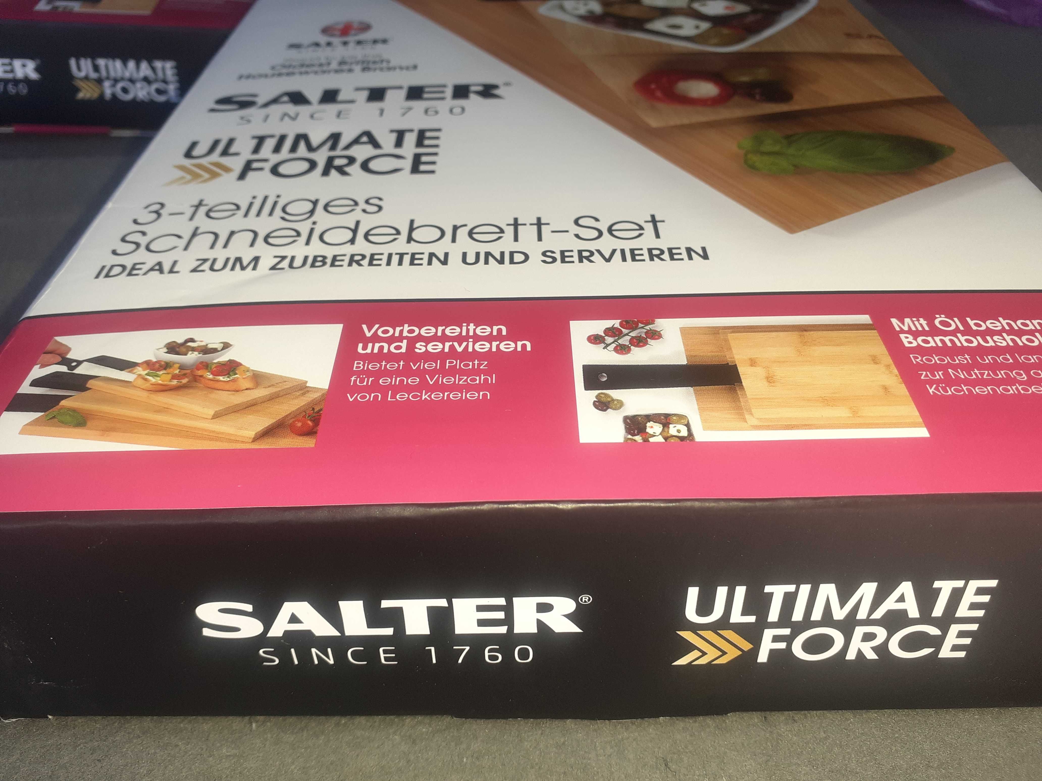 Комплект 3 Бамбукови дъски за рязане и сервиране Salter Ultimate Force