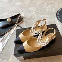 Обувки бежови с перли Chanel