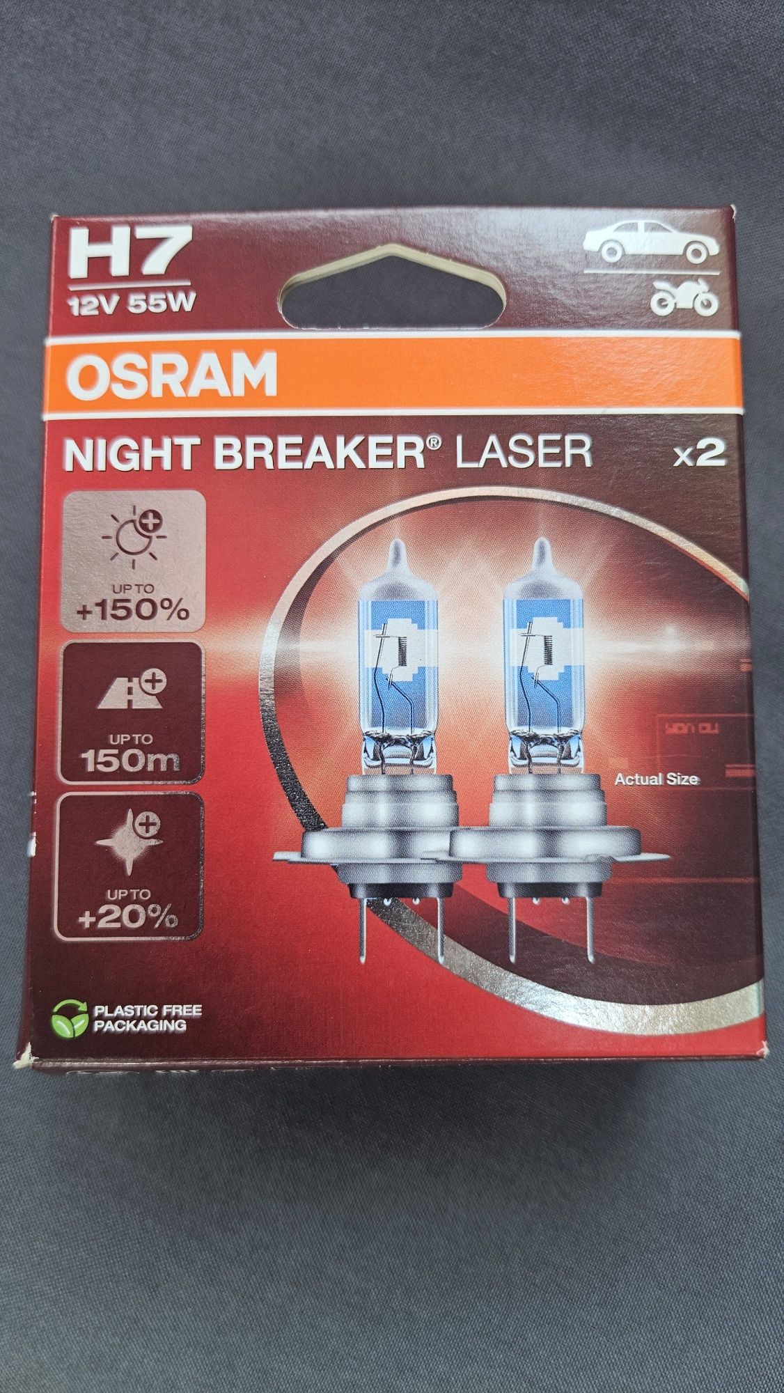 Крушки h7 12v 55w Osram night breaker lazer 150%