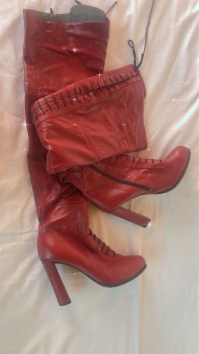 Cizme piele naturala culoare burgundi, masura 40