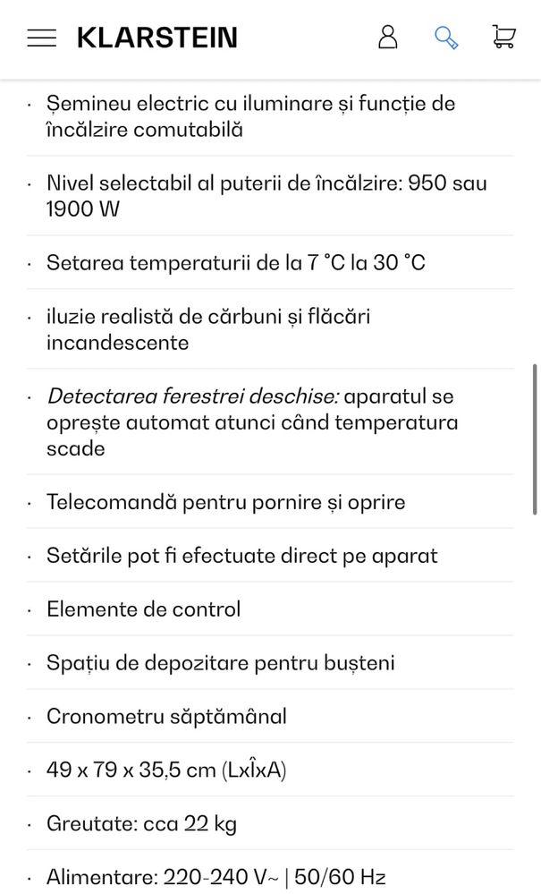 Semineu electric Klarstein Bormio nou!!*