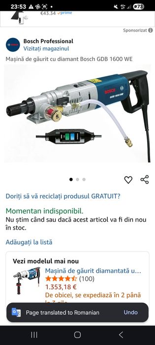 Masina de carotat Bosch GDB 1600 Professional