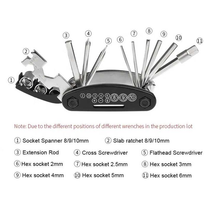 Multitool 16 in 1 kit reparatii bicicleta cheie imbus multifunctional